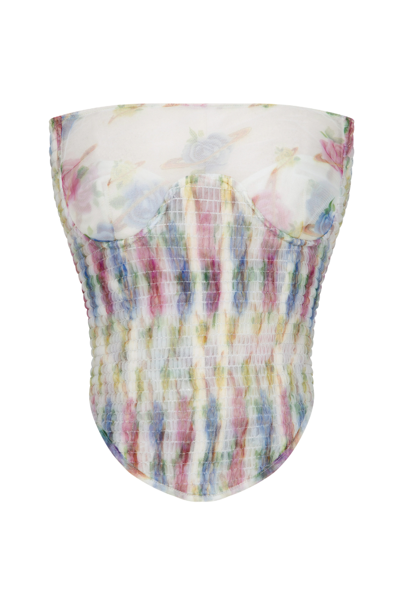PRINTED FLOWER CORSET TOP - CULT MIA
