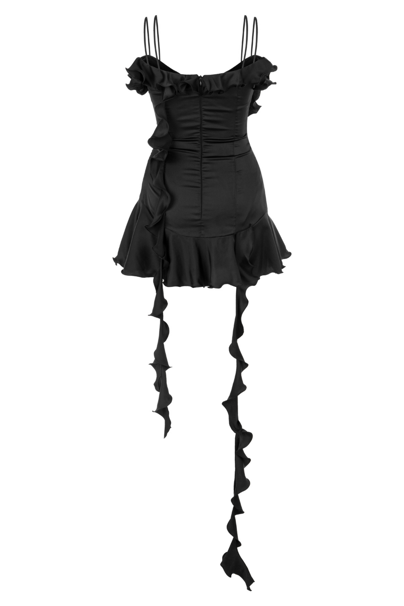 RUFFLE BLACK MINI DRESS | CULT MIA | Sudi Etuz RUFFLE BLACK MINI DRESS | CULT MIA | Sudi Etuz