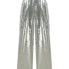 Silver sequin low-rise cargo pants by Sudi Etuz, featuring a shiny, eye-catching design and relaxed fit.