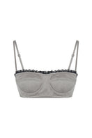 Tagg lace trim bralette with elastic back, showcasing soft lace details and comfortable fit, designed as a stylish tops option.