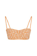 Orange gingham top by TAGG, featuring a stylish sleeveless design with a fitted silhouette and button details.
