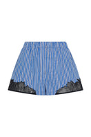Light blue lace-trimmed boxer shorts from TAGG, featuring soft fabric and delicate lace detailing at the waistband.