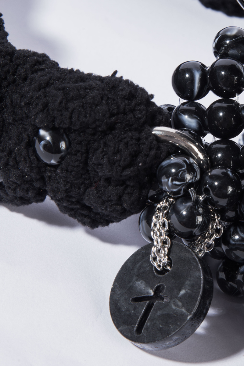 BLACK ATACAMA BEADED TOP HANDLE BAG | Tam Illi | CULT MIA