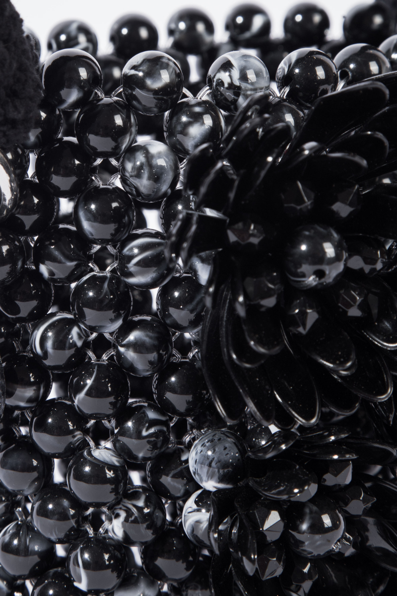 BLACK ATACAMA BEADED TOP HANDLE BAG | Tam Illi | CULT MIA