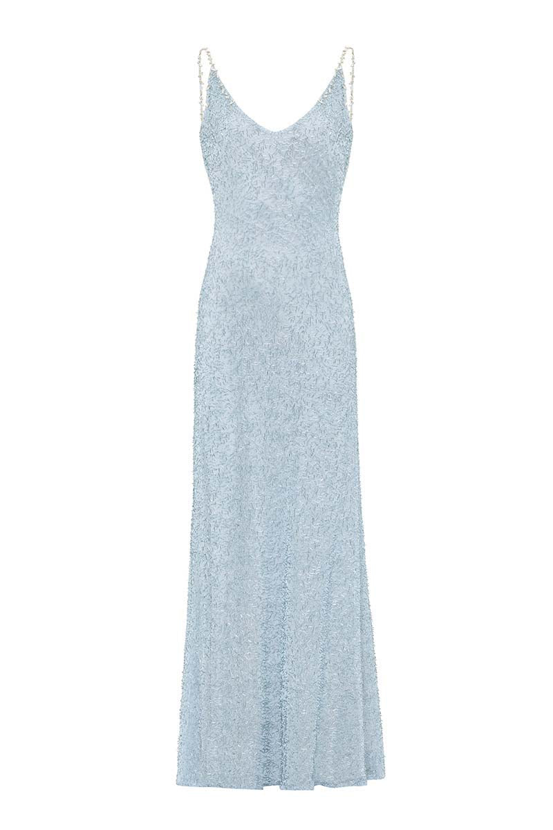 MAXI SEQUINNED DRESS IN SILVER - CULT MIA
