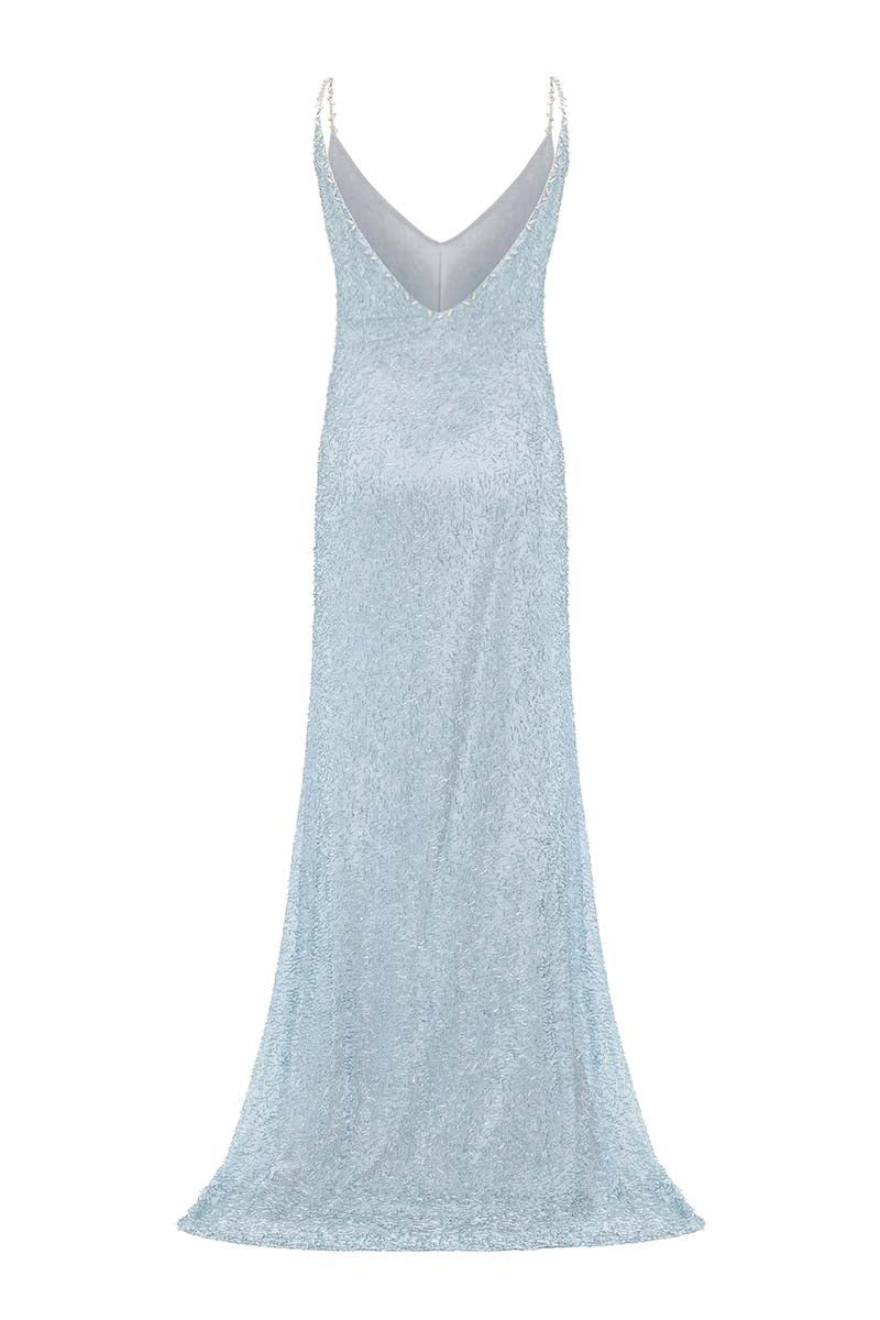 MAXI SEQUINNED DRESS IN SILVER - CULT MIA