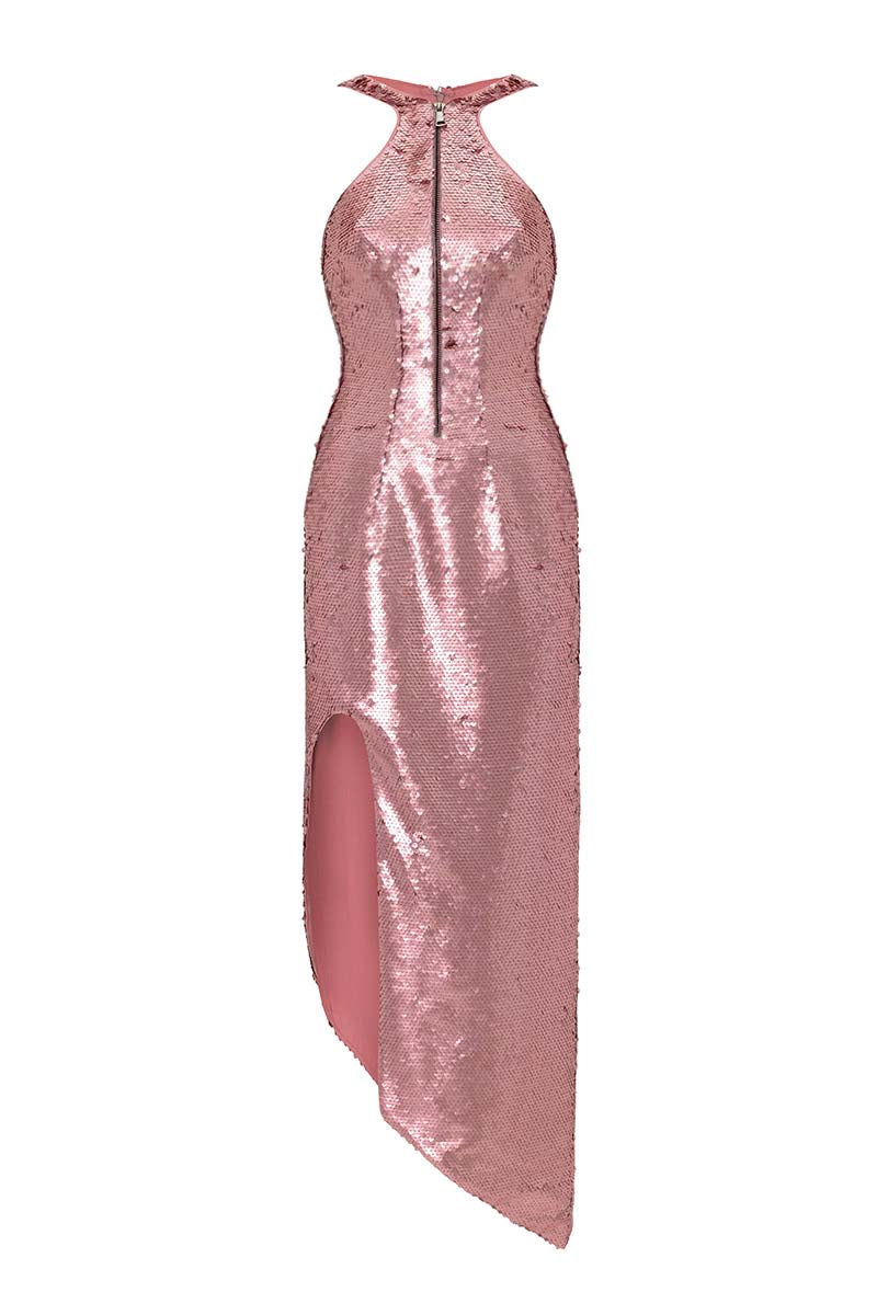 SEQUINNED MIDI DRESS IN ROSE - CULT MIA