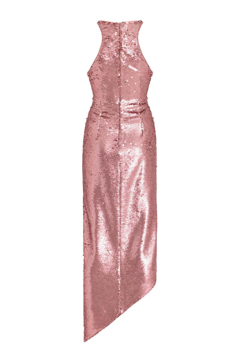 SEQUINNED MIDI DRESS IN ROSE - CULT MIA