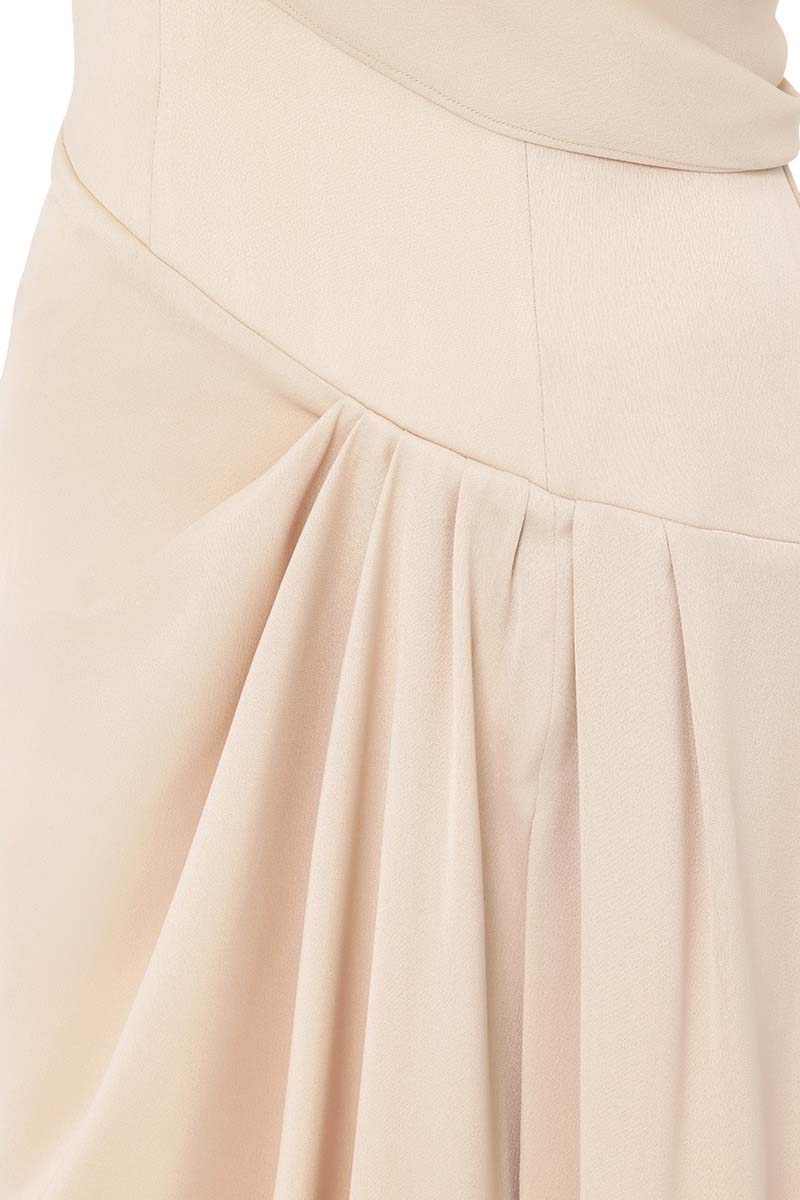 ONE-SHOULDER ROSE DRAPED GOWN - CULT MIA