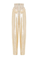 Tayfun Kaba cream corset pants featuring a fitted design and stylish silhouette, perfect for a chic and modern look.