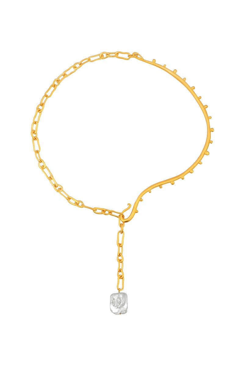 Jude Benhalim Thalia Necklace featuring a delicate chain with a pendant, stylish jewelry accessory for elegant outfits.