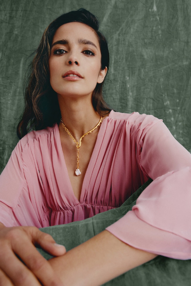 Jude Benhalim Thalia Necklace featuring a delicate chain and elegant pendant, stylish jewelry for everyday or special occasions.