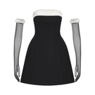 Black monochrome mini dress by Margée Atelier featuring a sleek, fitted silhouette and stylish round neckline.