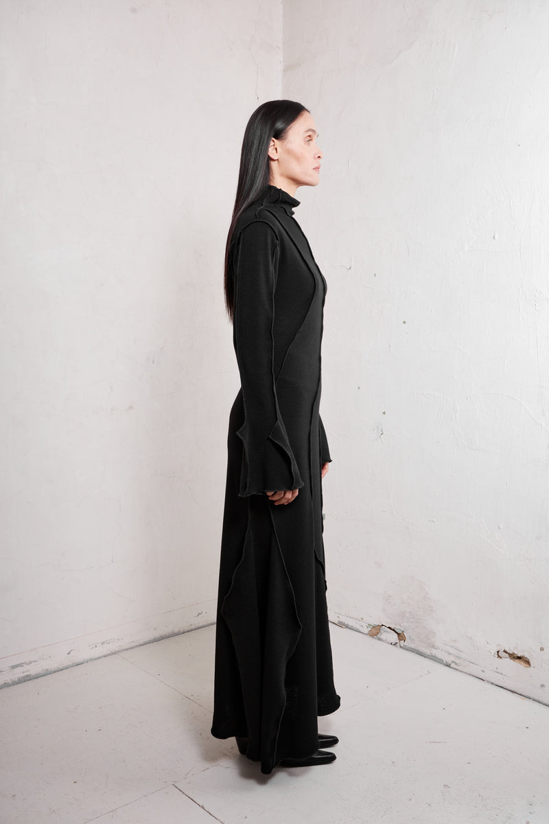 INDIRA HIGH NECK ASYMMETRIC MAXI DRESS - CULT MIA