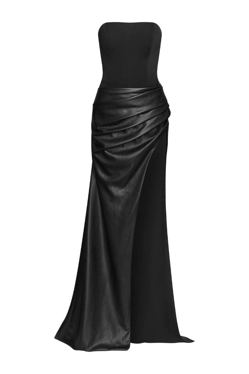 BLACK ROCKILEE SLIT MAXI DRESS | TONYY | CULT MIA