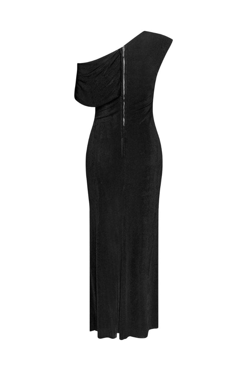 BLACK SLOPES OFF-SHOULDER MIDI DRESS | TONYY | CULT MIA