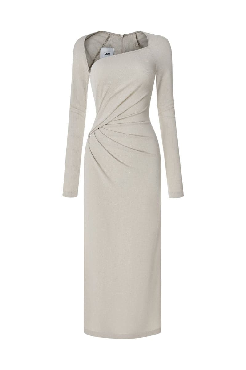 CREAMY SAND RIBBED KNIT DRESS | TONYY | CULT MIA