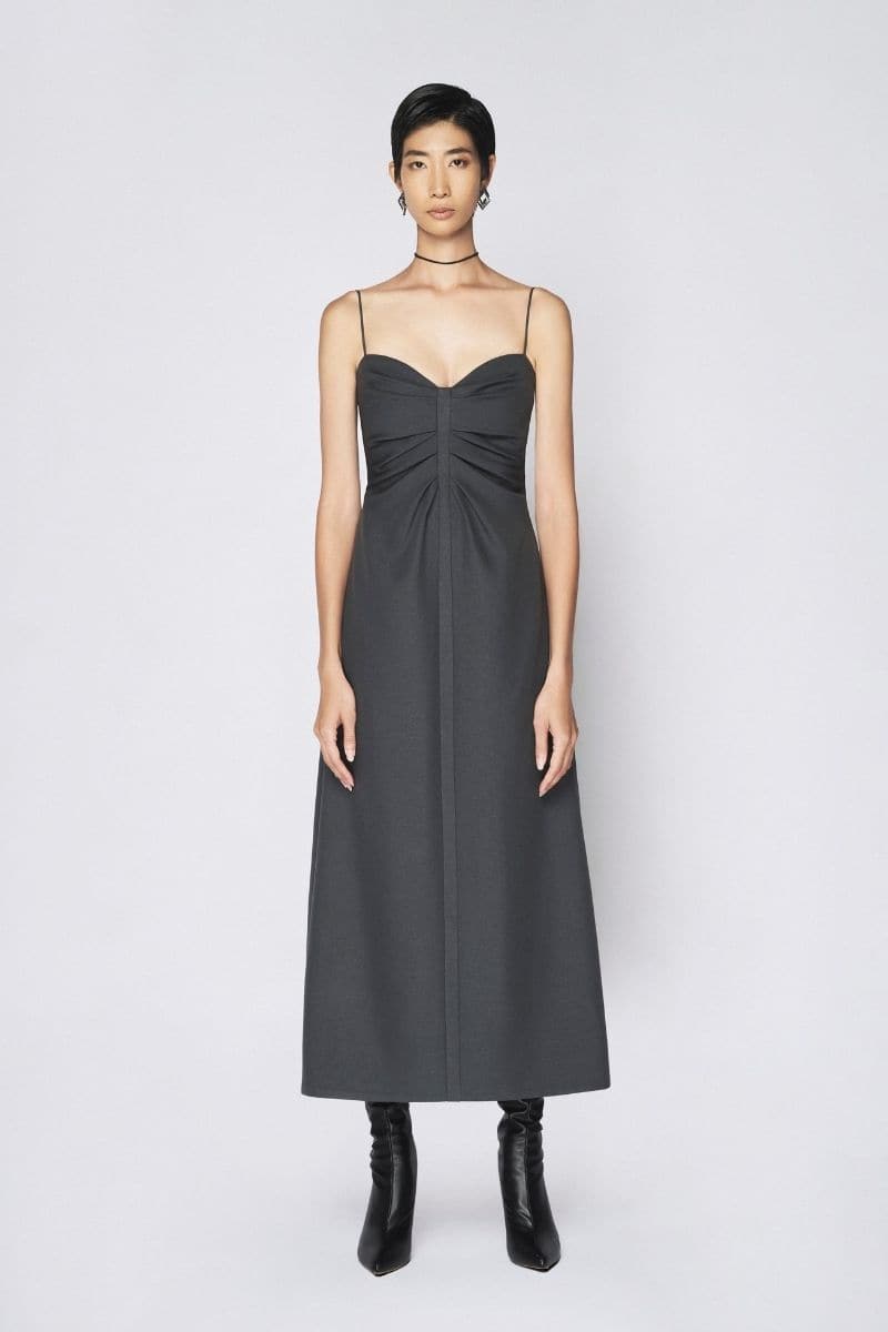 GREY MIDDLE LINES MIDI DRESS | TONYY | CULT MIA