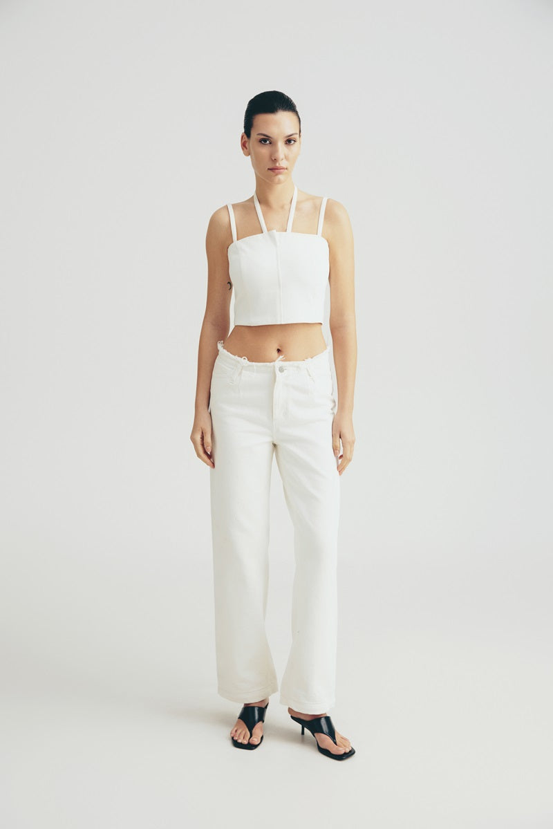 JEANS WITHOUT A WAISTBAND IN WHITE