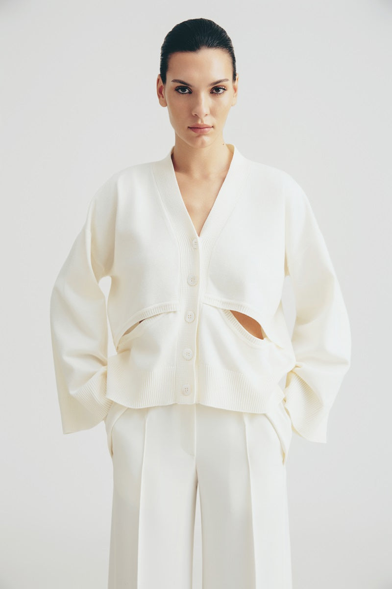 CARDIGAN EN MAILLE À BOUTONS BLANC