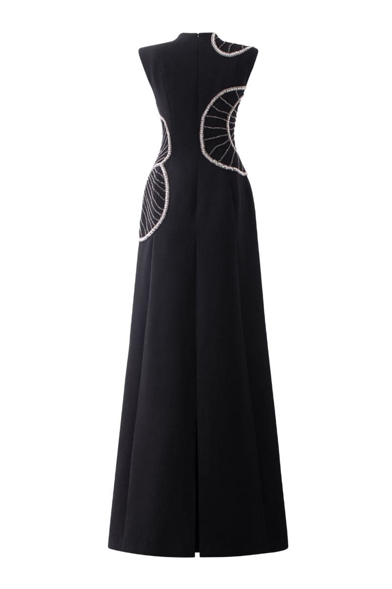 BLACK SLEEVELESS ORCHID PATTERNED DRESS | Tracy Studio | CULT MIA
