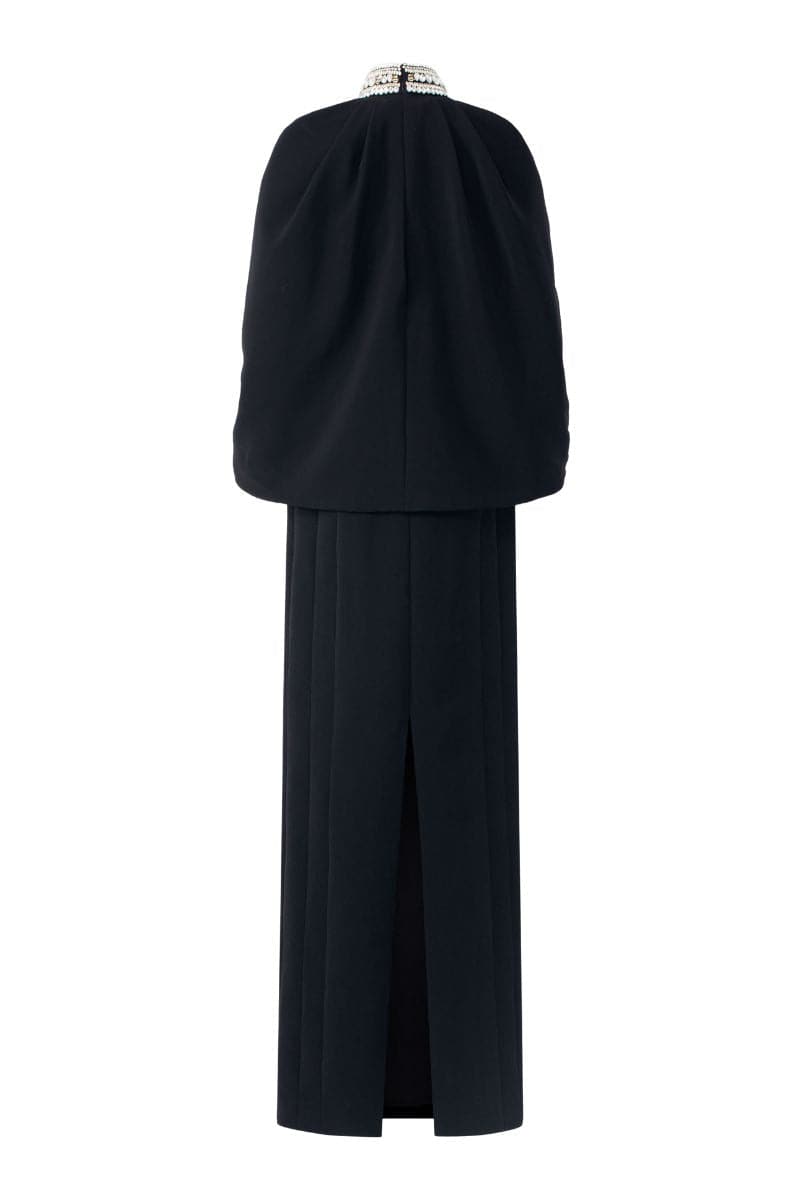 BLACK STONE COLLAR CAPE AND FULL DRESS | Tracy Studio | CULT MIA