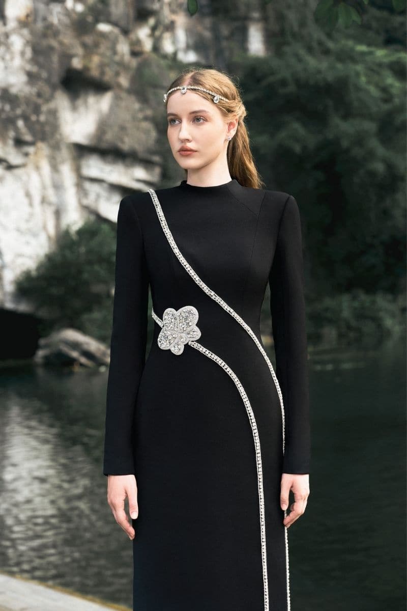 dress stone design STRAPLESS FULL DRESS WITH STONE EMBELLISHMENT | CULT MIA