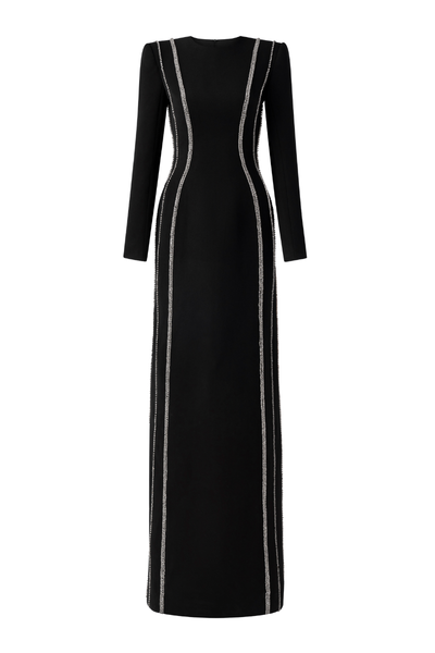Tracy Studio Crystal - Embellished Long Sleeve Bodycon Full Dress