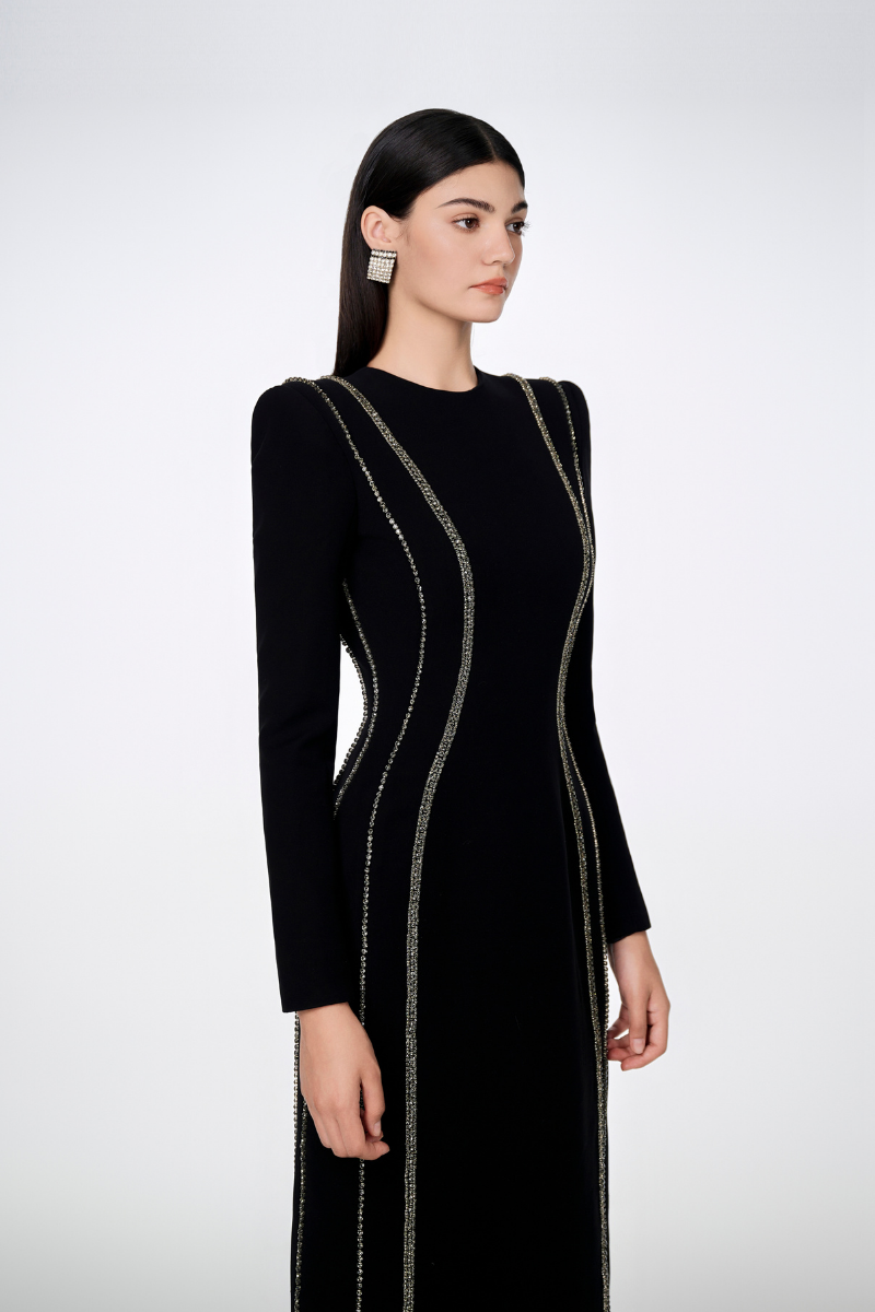 Tracy Studio Crystal - Embellished Long Sleeve Bodycon Full Dress | Cult Mia Tracy Studio Crystal - Embellished Long Sleeve Bodycon Full Dress | Cult Mia