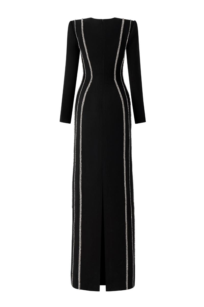 CRYSTAL - EMBELLISHED LONG SLEEVE BODYCON FULL DRESS | Tracy Studio | CULT MIA