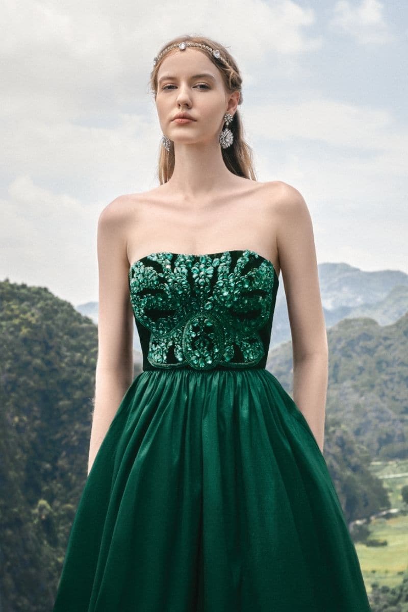 Tracy Studio Green Strapless Stone Embellished Dress | Cult Mia Tracy Studio Green Strapless Stone Embellished Dress | Cult Mia