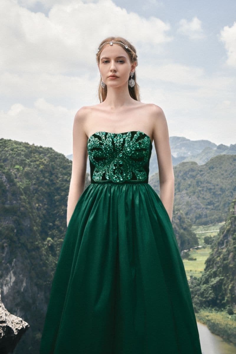 Tracy Studio GREEN STRAPLESS STONE EMBELLISHED DRESS | Cult Mia Tracy Studio GREEN STRAPLESS STONE EMBELLISHED DRESS | Cult Mia