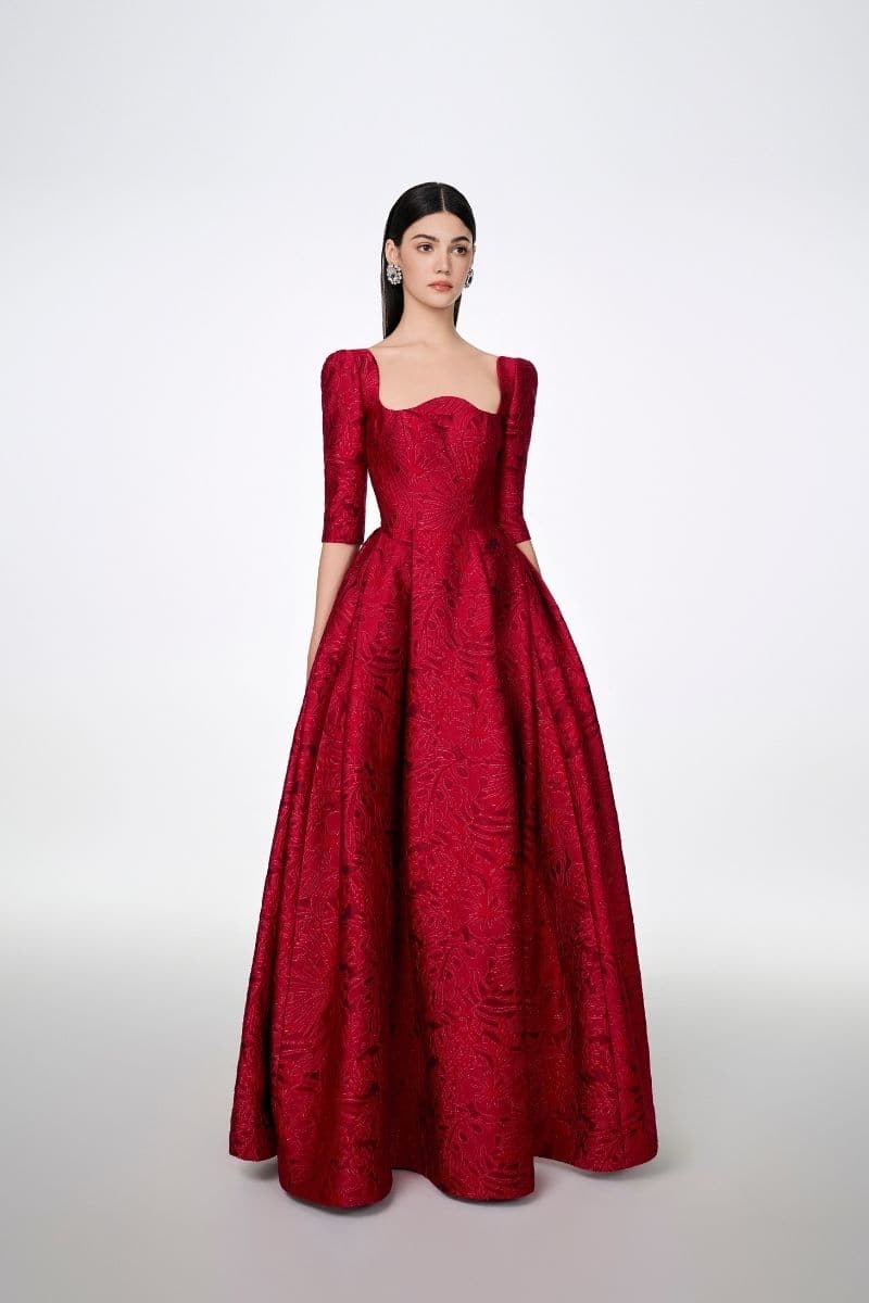 Tracy Studio Long Sleeve Curved Neckline Full Dress | Cult Mia Tracy Studio Long Sleeve Curved Neckline Full Dress | Cult Mia