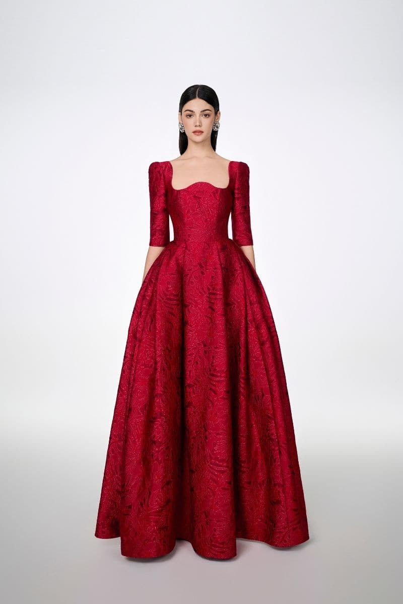 LONG SLEEVE CURVED NECKLINE FULL DRESS | CULT MIA | Tracy Studio LONG SLEEVE CURVED NECKLINE FULL DRESS | CULT MIA | Tracy Studio