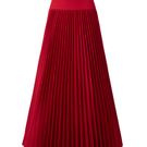 Red pleated ankle maxi skirt by Tracy Studio, featuring a flowing, feminine design and ankle-length style.