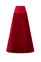 Red pleated ankle maxi skirt by Tracy Studio, featuring a flowing, feminine design and ankle-length style.