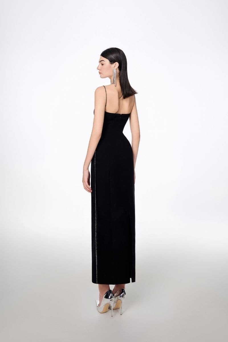 SPAGHETTI STRAP CRYSTAL EMBROIDERY SWEETHEART MAXI DRESS | Tracy Studio | CULT MIA