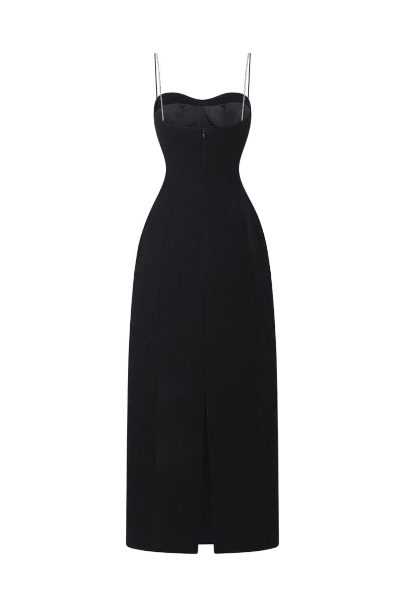 SPAGHETTI STRAP CRYSTAL EMBROIDERY SWEETHEART MAXI DRESS | Tracy Studio | CULT MIA