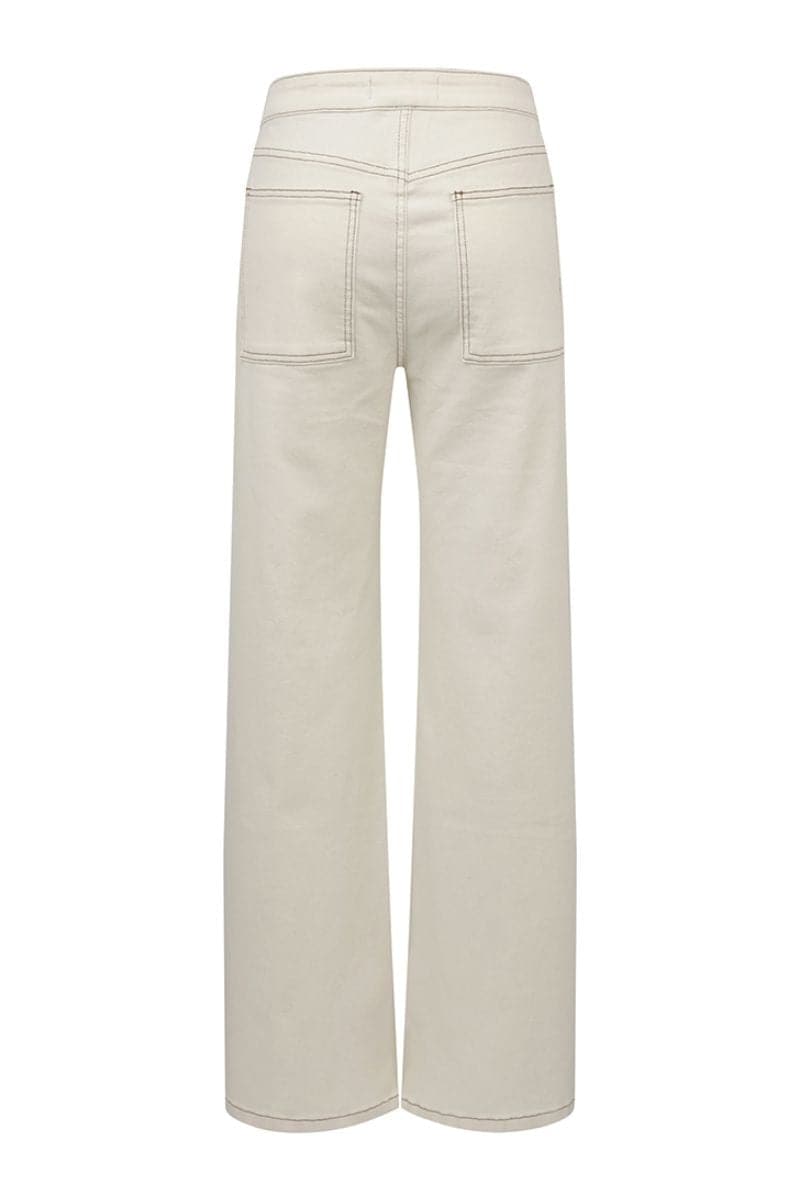 Cream contrast Mikey straight leg jeans by TT Studios, shown in a casual fit with a classic denim look.