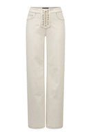 Cream contrast Mikey straight leg jeans by TT Studios, shown with a relaxed fit and classic denim style.