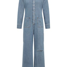 TT Studios Deanna Union Square denim jumpsuit in XXS, featuring classic denim fabric and a stylish, modern design.