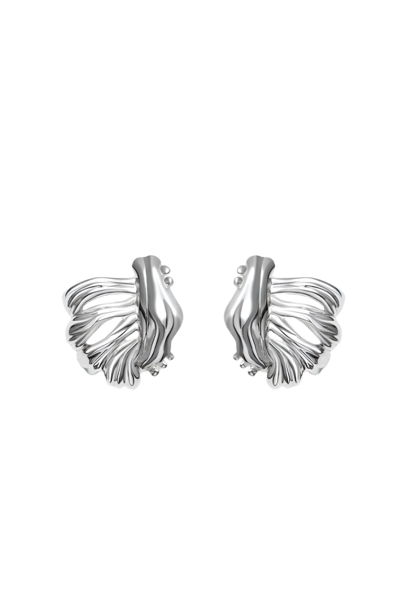 Silver Jude Benhalim UNA earrings featuring sleek, modern design with polished silver finish, ideal for stylish accessorizing.