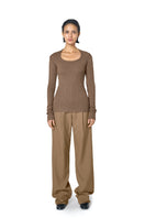 Brown ODA top by URA featuring a stylish design, displayed on a neutral background.