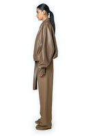 URA RIA jacket in toffee, stylish casual jacket with a smooth fabric finish and a modern fit, shown in a neutral tone.