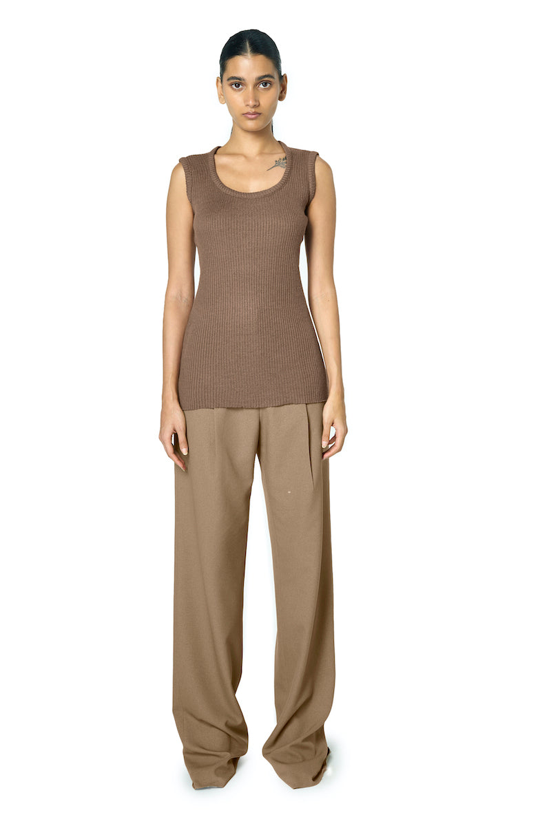 ODA TANK TOP IN BROWN - CULT MIA