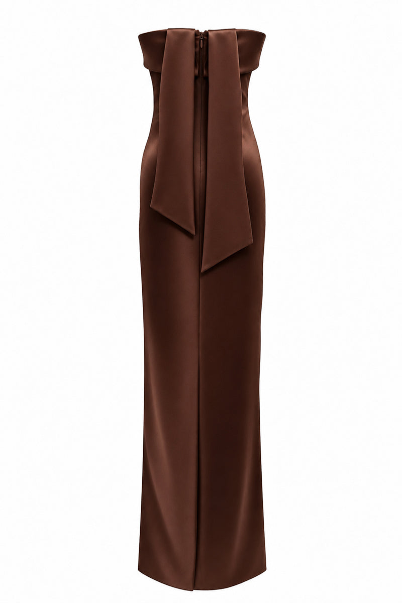Brown Valen maxi dress by Urban Muse, elegant gown with flowing fabric and stylish design, perfect for formal occasions.