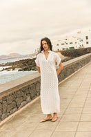 Vorn Design VALLARTA ivory maxi dress featuring flowing fabric and elegant design, perfect for casual or semi-formal occasions.