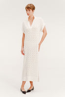 Vorn Design Vallarta Ivory Maxi Dress featuring elegant flowy fabric and a relaxed fit, perfect for casual or semi-formal occasions.