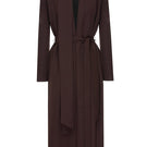 Vaska oversized brown coat with scarf collar, dark brown color, stylish and cozy for winter wear.