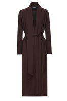 Vaska oversized brown coat with scarf collar, dark brown color, stylish and cozy for winter wear.